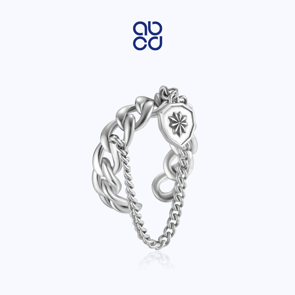 ABCD Open Ring for Women Adjustable Chain 925 Sterling Silver Finger Ring for Teen Girls Daily Decor Gift For Her