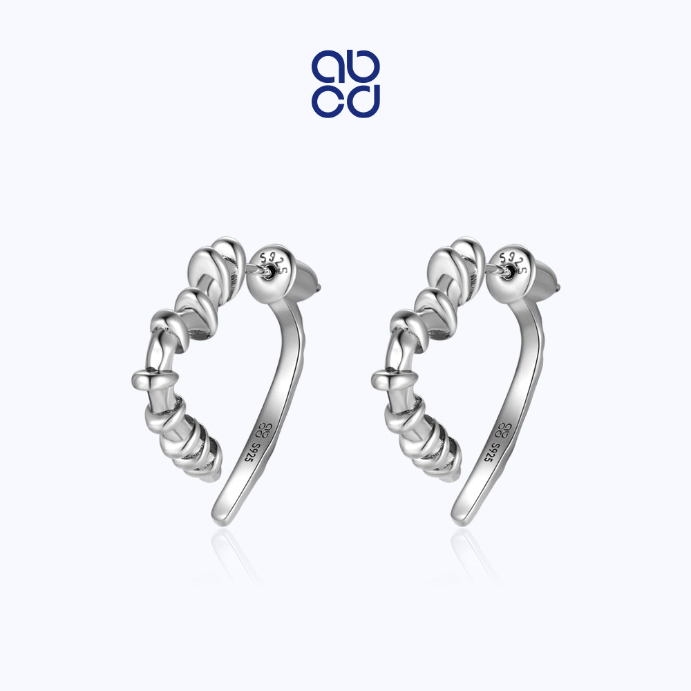 ABCD 1 Pair 925 Sterling Silver Heart Earrings Ear Pins Unique Daily Jewelry Gifts for Women Girls