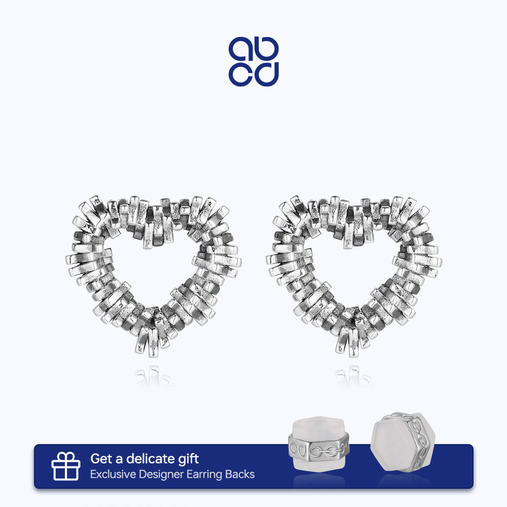 ABCD 1 pair 925 Sterling Silver Classic Heart Earrings Ear Pin Punk Unique Daily Jewelry Gifts for Women Girls