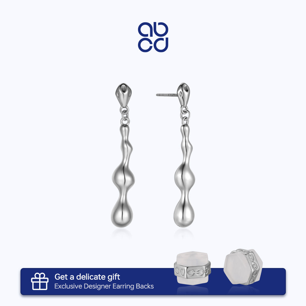 ABCD 1 pair 925 Sterling Silver Fashion Earrings Waterdrop Ear Pin Earring dangle Punk Unique Daily Jewelry Gifts for Women
