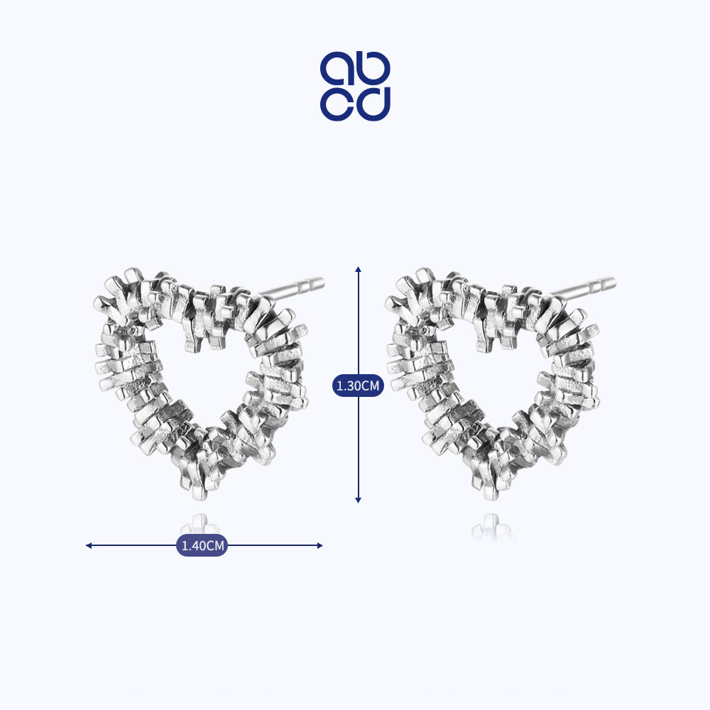ABCD 1 pair 925 Sterling Silver Classic Heart Earrings Ear Pin Punk Unique Daily Jewelry Gifts for Women Girls