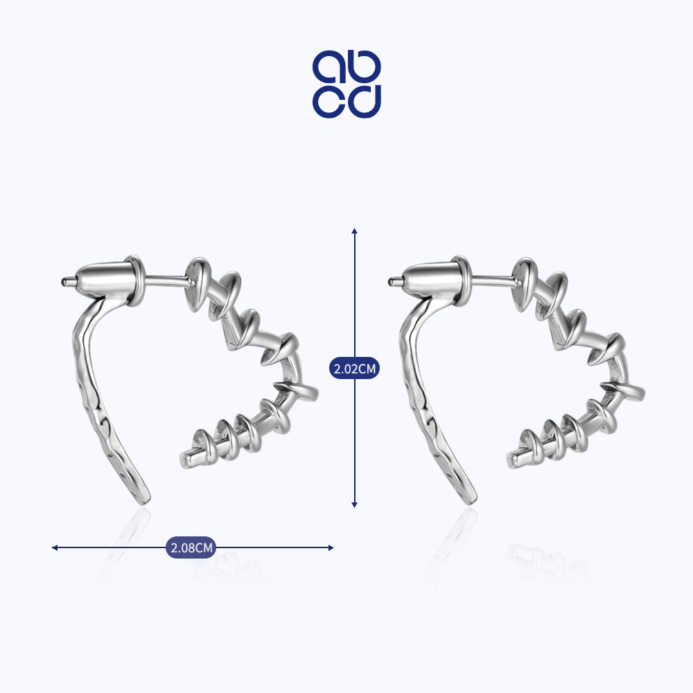 ABCD 1 Pair 925 Sterling Silver Heart Earrings Ear Pins Unique Daily Jewelry Gifts for Women Girls