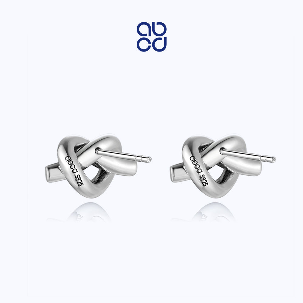 ABCD 1 pair 925 Sterling Silver Classic Style Over Hand Knot Earrings Ear Pins Unique Daily Jewelry Gifts for Women Girls