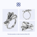 Load image into Gallery viewer, ABCD 925 Sterling Silver Bow Finger Ring Adjustable Jewelry Bowknot Ring Daily Decor Valentine Anniversary Birthday Gift For Her
