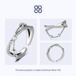 Load image into Gallery viewer, ABCD Open Ring for Women Adjustable Chain and Beads 925 Stelring Silver Finger Ring for Teen Girls Daily Decor Valentine Anniversary Birthday Gift For Her
