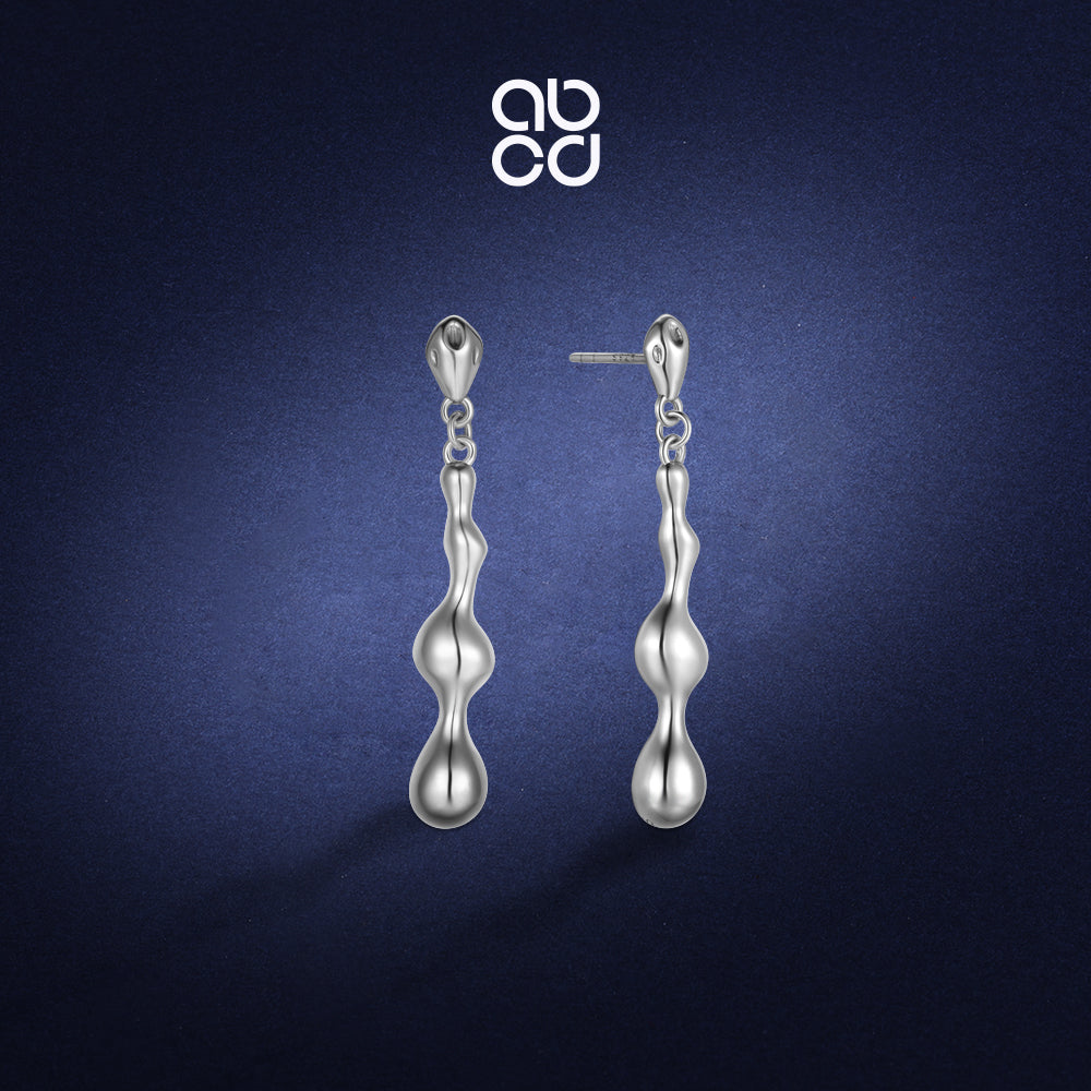 ABCD 1 pair 925 Sterling Silver Fashion Earrings Waterdrop Ear Pin Earring dangle Punk Unique Daily Jewelry Gifts for Women