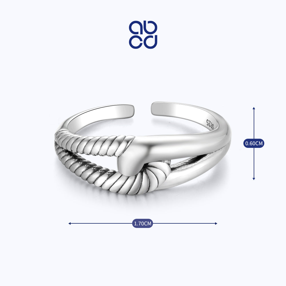 ABCD 925 Sterling Silver Infinite X Finger Ring for Unisex Girl Boy Adjustable Punk Opening Ring for Women Man Daily Decor Valentine Anniversary Birthday Gift 2.94 Weight