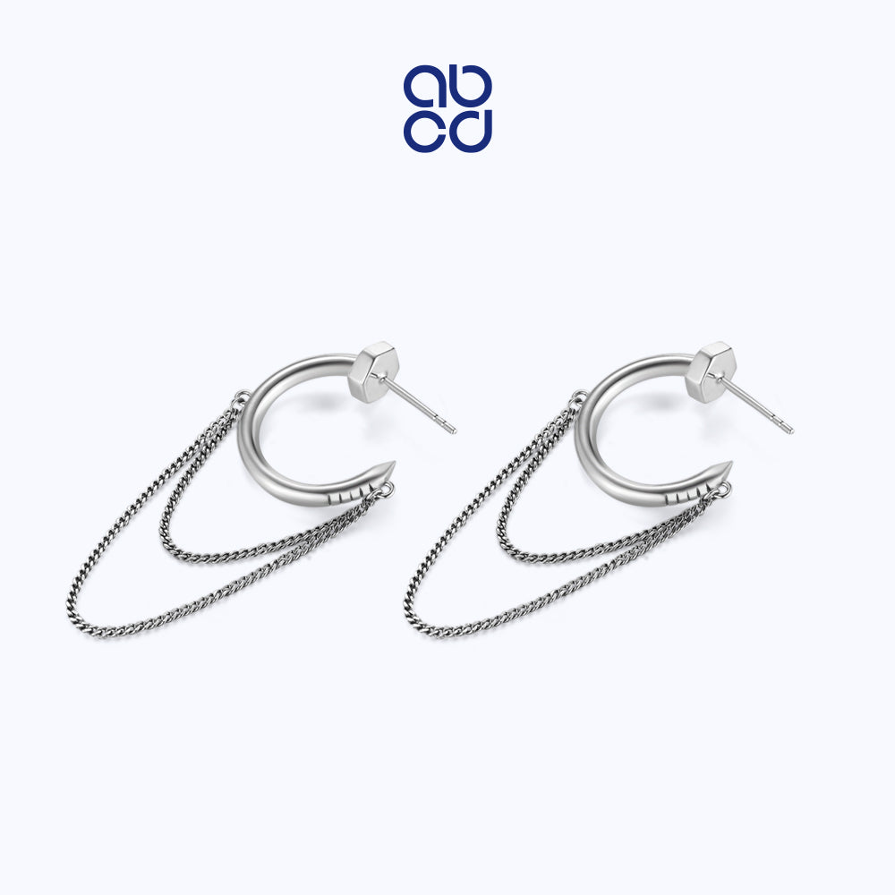 ABCD 1 pair 925 Sterling Silver Fashion C Nail Earrings Classic Ear Pin Punk Unique Daily Jewelry Gifts for Women Girls