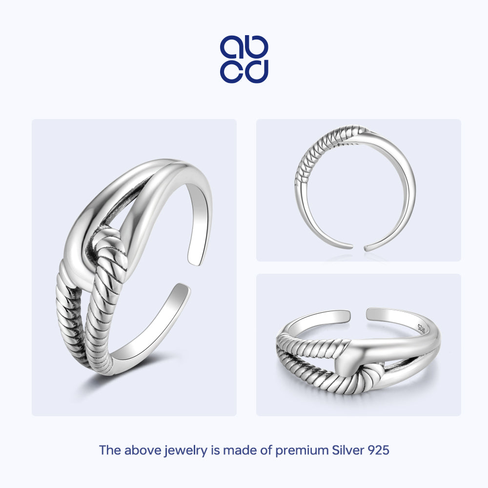 ABCD 925 Sterling Silver Infinite X Finger Ring for Unisex Girl Boy Adjustable Punk Opening Ring for Women Man Daily Decor Valentine Anniversary Birthday Gift 2.94 Weight