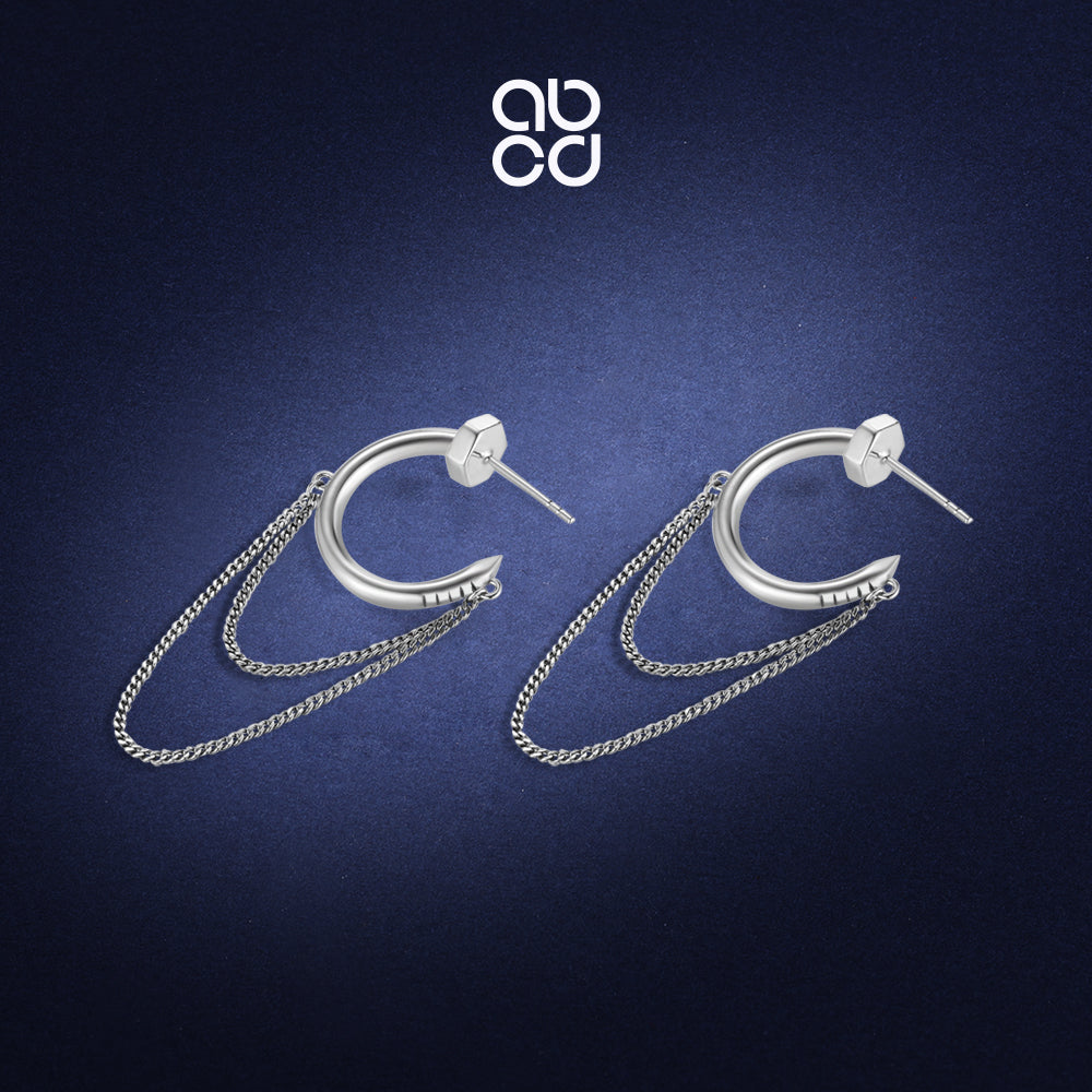 ABCD 1 pair 925 Sterling Silver Fashion C Nail Earrings Classic Ear Pin Punk Unique Daily Jewelry Gifts for Women Girls